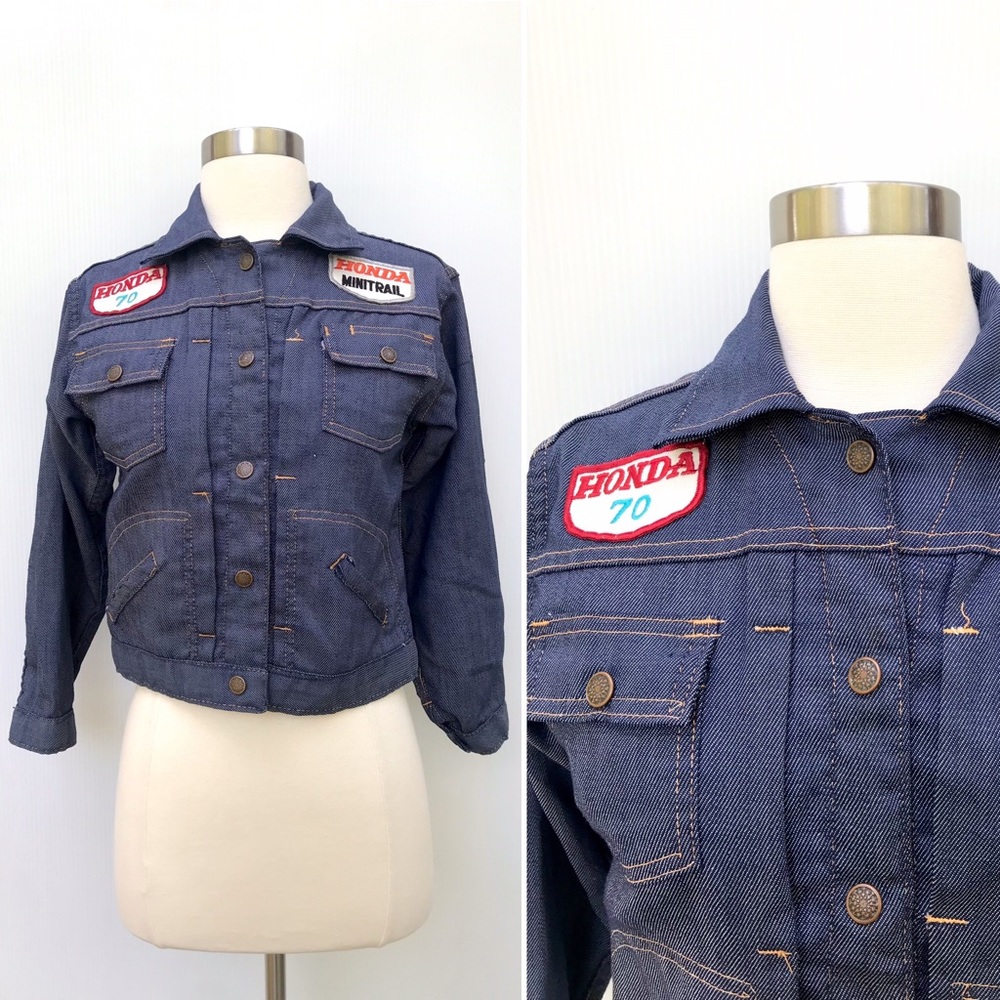 Vintage 70’s denim jean jacket moto Honda patches coat